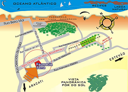 Mapa de Localiza&ccedil;&atilde;o da Farmacia Sena em Canoa Quebrada