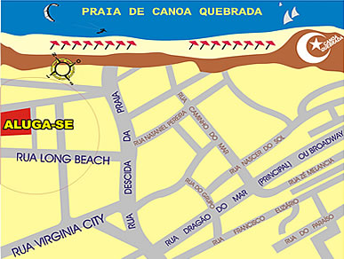 Mapa de localização dos Chalés em Canoa Quebrada