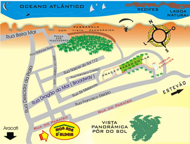 Mapa de localização da Pousada Morada D'Aldeia em Canoa Quebrada