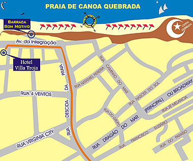 Mapa de Localização da Pousada Sirius em Canoa Quebrada