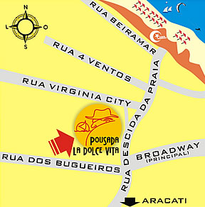 Mapa de Localización de la Posada Dolce Vita en Canoa Quebrada