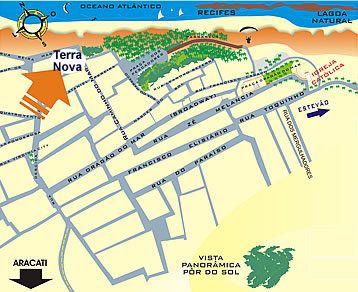 Mapa de localización de la Posada Quebramar en Canoa Quebrada