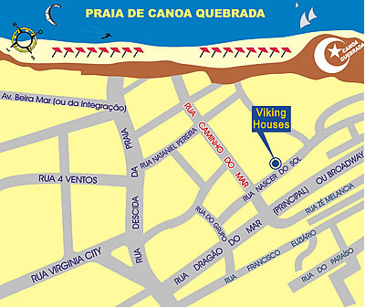 Mapa de localização da Viking House em Canoa Quebrada
