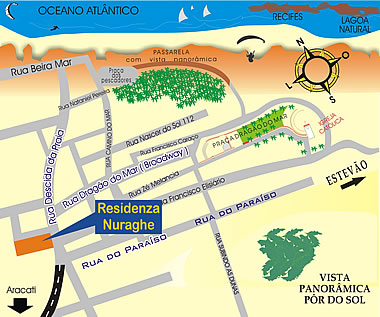 Mapa de Localização da Residenza Il Nuraghe em Canoa Quebrada