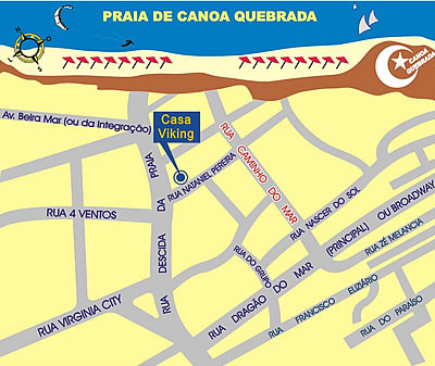 Mapa de localiza&ccedil;&atilde;o da Viking House em Canoa Quebrada
