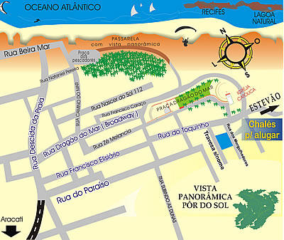 Mapa localiza&ccedil;&atilde;o de chales para alugar em canoa quebrada