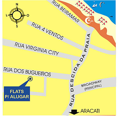 Mapa de localiza&ccedil;&atilde;o Flats para alugar na Rua dos bugueiros