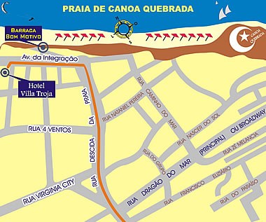 Mapa de Localiza&ccedil;&atilde;o da Pousada Sirius em Canoa Quebrada