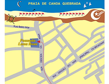 Mapa de Localização da Pousada Luan Rosa em Canoa Quebrada