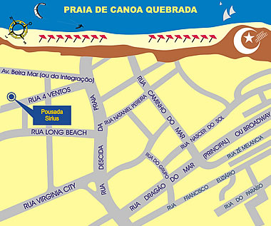 Mapa de Localiza&ccedil;&atilde;o da Pousada Sirius em Canoa Quebrada